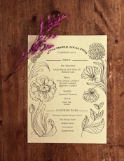 Designed and printed by Natalie Rainer, all of the dinner guests received one of these cute menus.